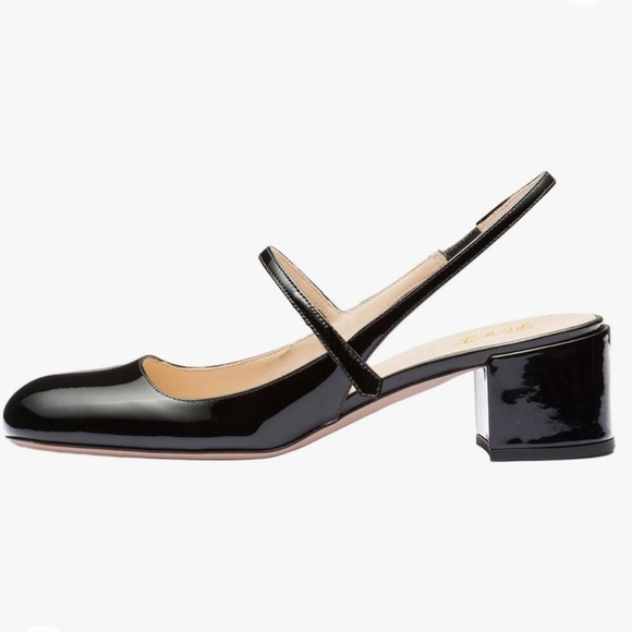 NIB NWT Black sling back Mary Jane Heels - Picture 3 of 5